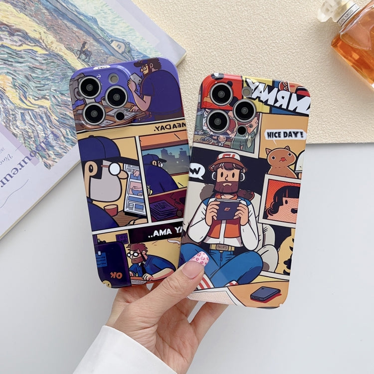 For iPhone 15 Plus Painted Pattern Precise Hole PC Phone Case(Comics Umbrella Boy) - iPhone 15 Plus Cases by buy2fix | Online Shopping UK | buy2fix