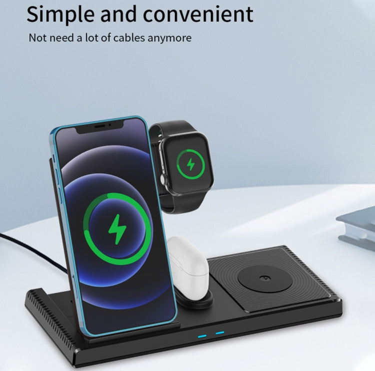 Yesido DS13 18W 4 in 1 Multifunctional Foldable Desktop Wireless Charging Stand(Black) - Wireless Charger by Yesido | Online Shopping UK | buy2fix