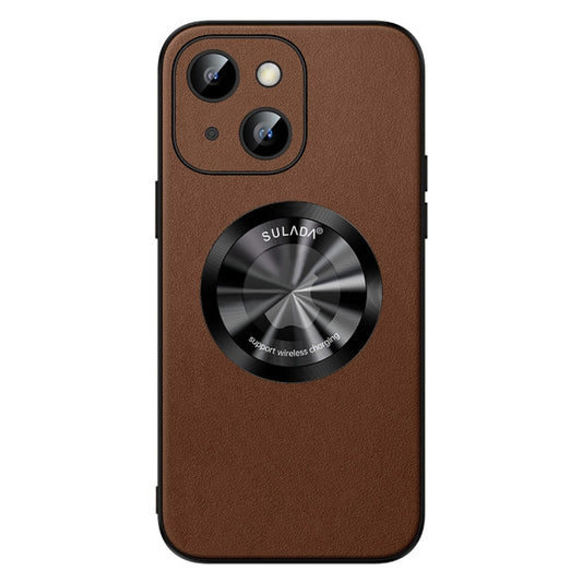 For iPhone 14 Plus SULADA Microfiber Leather MagSafe Magnetic Phone Case(Brown) - iPhone 14 Plus Cases by SULADA | Online Shopping UK | buy2fix