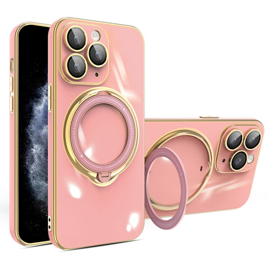 For iPhone 11 Pro Multifunction Electroplating MagSafe Holder Phone Case(Pink) - iPhone 11 Pro Cases by buy2fix | Online Shopping UK | buy2fix