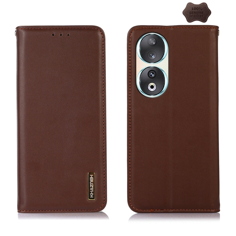 For Honor 90 KHAZNEH Nappa Top Layer Cowhide Leather Phone Case(Brown) - Honor Cases by buy2fix | Online Shopping UK | buy2fix