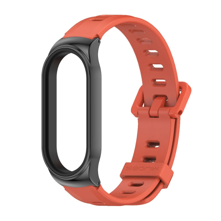 For Xiaomi Mi Band 8 Mijobs CS Case Flat Hole Silicone Watch Band(Orange Black) - Watch Bands by MIJOBS | Online Shopping UK | buy2fix