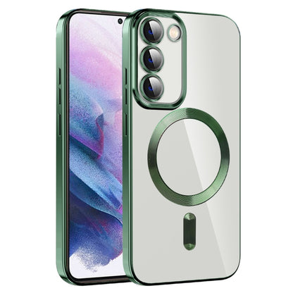 For Samsung Galaxy S21+ 5G CD Texture Plating TPU MagSafe Phone Case with Lens Film(Dark Green) - Galaxy S21+ 5G Cases by buy2fix | Online Shopping UK | buy2fix