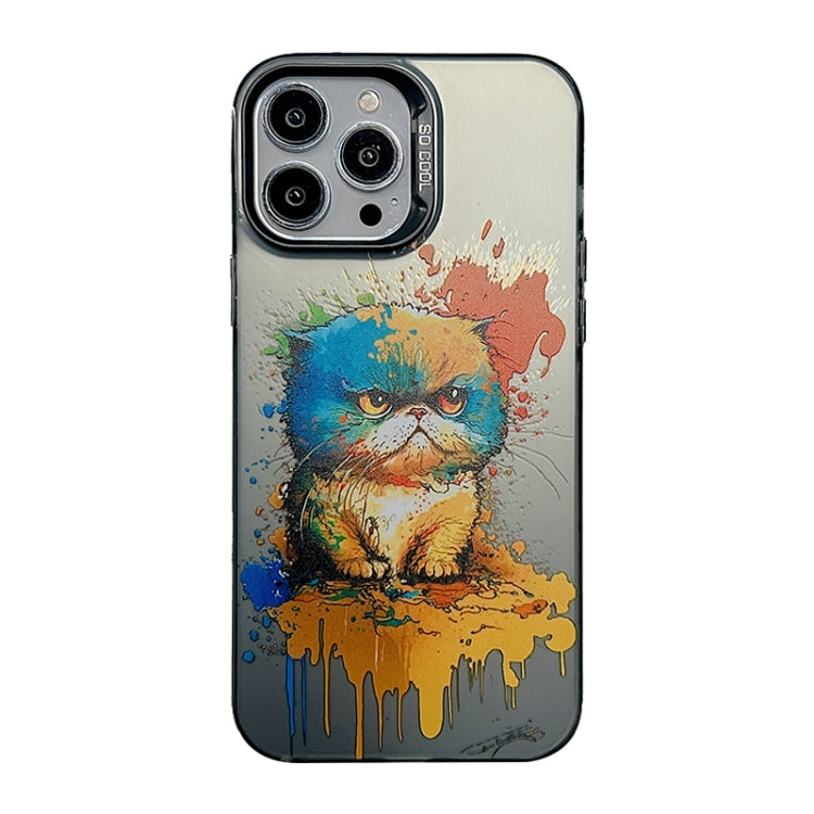 For iPhone 15 Pro Max Cute Animal Pattern Series PC + TPU Phone Case(Fat Cat) - iPhone 15 Pro Max Cases by buy2fix | Online Shopping UK | buy2fix