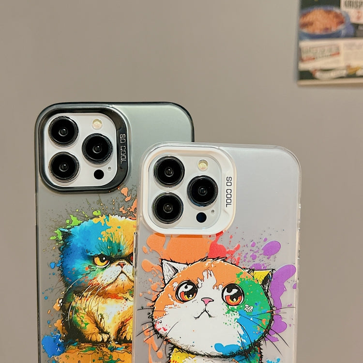 For iPhone 15 Pro Max Cute Animal Pattern Series PC + TPU Phone Case(Fat Cat) - iPhone 15 Pro Max Cases by buy2fix | Online Shopping UK | buy2fix