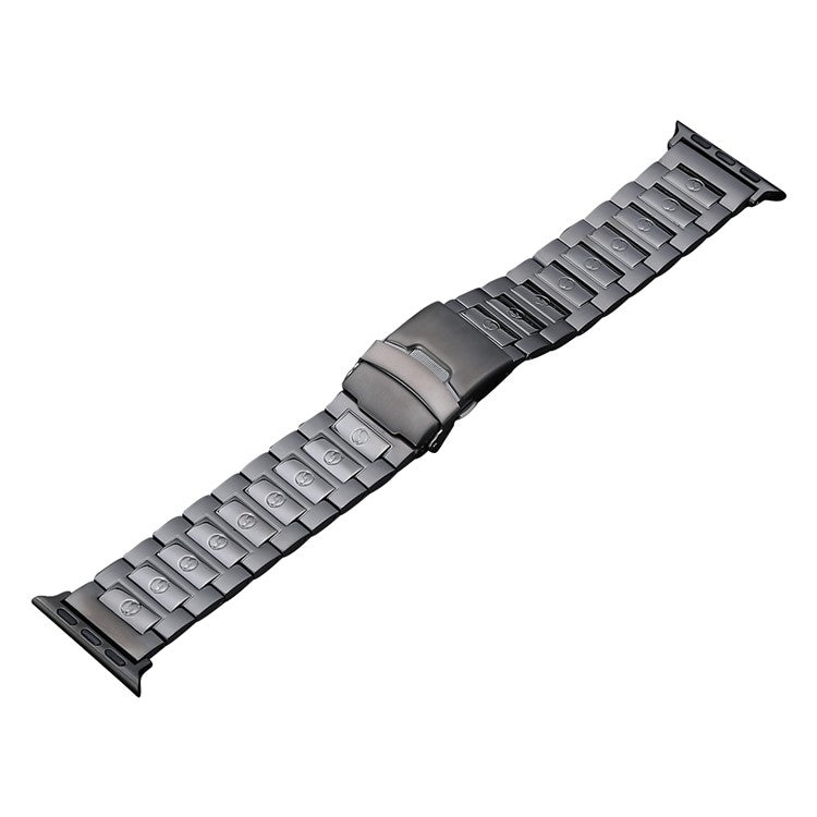 For Apple Watch Series 7 45mm Safety Buckle Titanium Steel Watch Band(Grey) - Watch Bands by buy2fix | Online Shopping UK | buy2fix