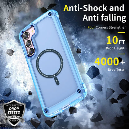 For Samsung Galaxy S22 5G Skin Feel TPU + PC MagSafe Magnetic Phone Case(Transparent Blue) - Galaxy S22 5G Cases by buy2fix | Online Shopping UK | buy2fix