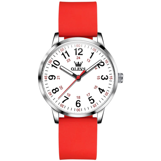 OLEVS 9953 Women Simple Silicone Strap Waterproof Quartz Watch(Red) - Silicone Strap Watches by OLEVS | Online Shopping UK | buy2fix