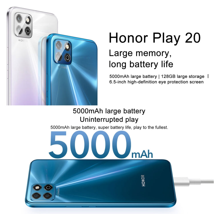 Honor Play 20a, 6GB+128GB, 6.517 inch Magic UI 6.1 MediaTek Helio G85 Octa Core up to 2.0GHz, Network:4G, Not Support Google Play(Aurora Blue) - Honor by Huawei | Online Shopping UK | buy2fix