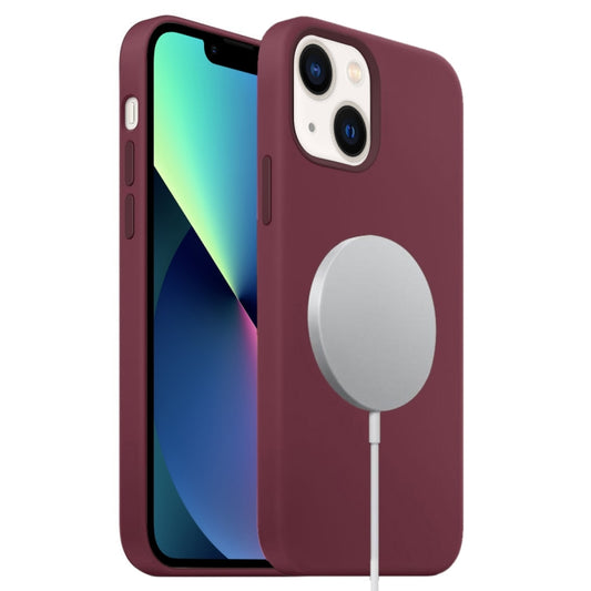 For iPhone 13 mini MagSafe Liquid Silicone Full Coverage Phone Case(Wine Red) - iPhone 13 mini Cases by buy2fix | Online Shopping UK | buy2fix