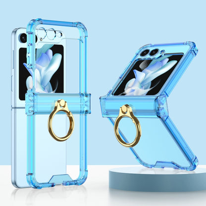 For Samsung Galaxy Z Flip5 Gkk Airbag Hinge Silicone Phone Case with Ring Holder(Transparent Blue) - Galaxy Z Flip5 Cases by GKK | Online Shopping UK | buy2fix