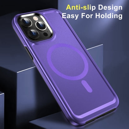 For iPhone 15 Pro Max Shield Armor MagSafe TPU Hybrid PC Phone Case(Purple) - iPhone 15 Pro Max Cases by buy2fix | Online Shopping UK | buy2fix