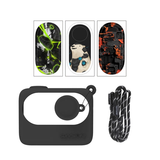 For Insta360 GO 3 Sunnylife Silicone Case Stickers Skin Wrap Lens Cover with Neck Strap(Black) - Case & Bags by Sunnylife | Online Shopping UK | buy2fix