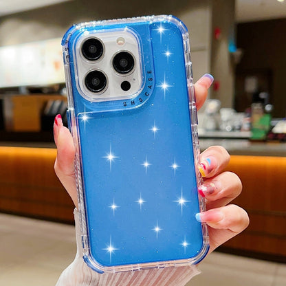 For iPhone 15 Pro Max Glitter Powder 3-in-1 TPU + PC Phone Case(Blue) - iPhone 15 Pro Max Cases by buy2fix | Online Shopping UK | buy2fix