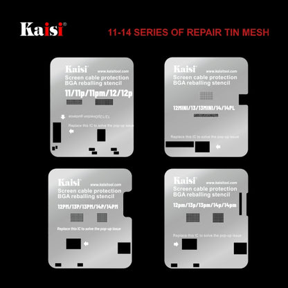 Kaisi LCD Screen IC BGA Reballing Stencil for iPhone 11 to 14 Pro Max - BGA Stencils by Kaisi | Online Shopping UK | buy2fix