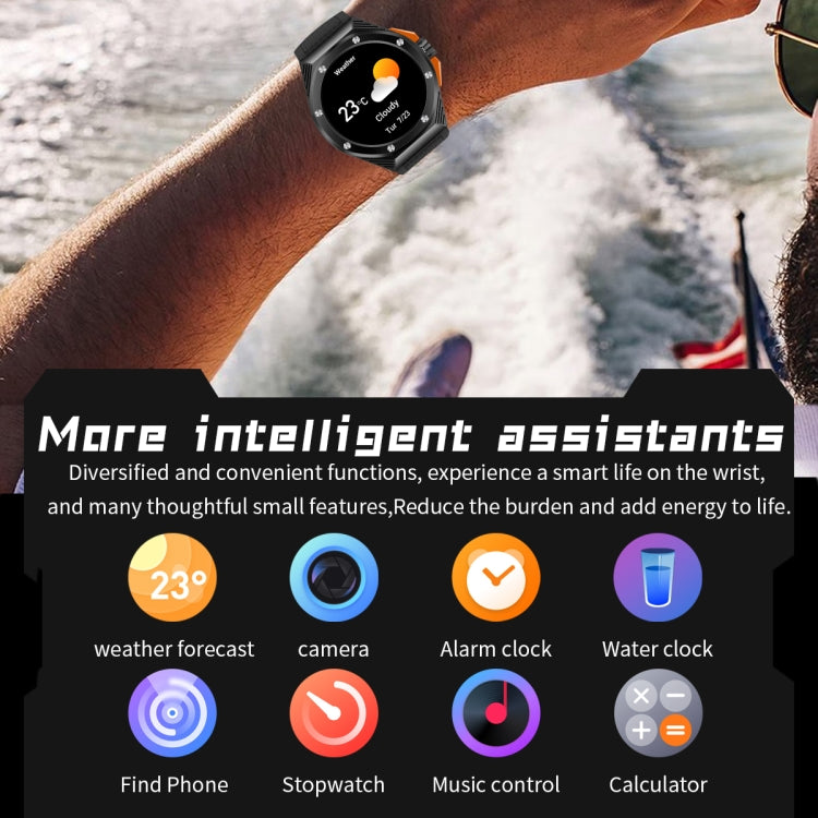 HT8 1.46 inch Round Screen Bluetooth Smart Watch, Support Health Monitoring & 100+ Sports Modes & Alipay(Orange) - Smart Watches by buy2fix | Online Shopping UK | buy2fix