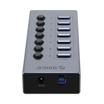 ORICO BT2U3-7AB-GY-BP 7 Ports USB 3.0 HUB with Individual Switches(US Plug) - USB 3.0 HUB by ORICO | Online Shopping UK | buy2fix