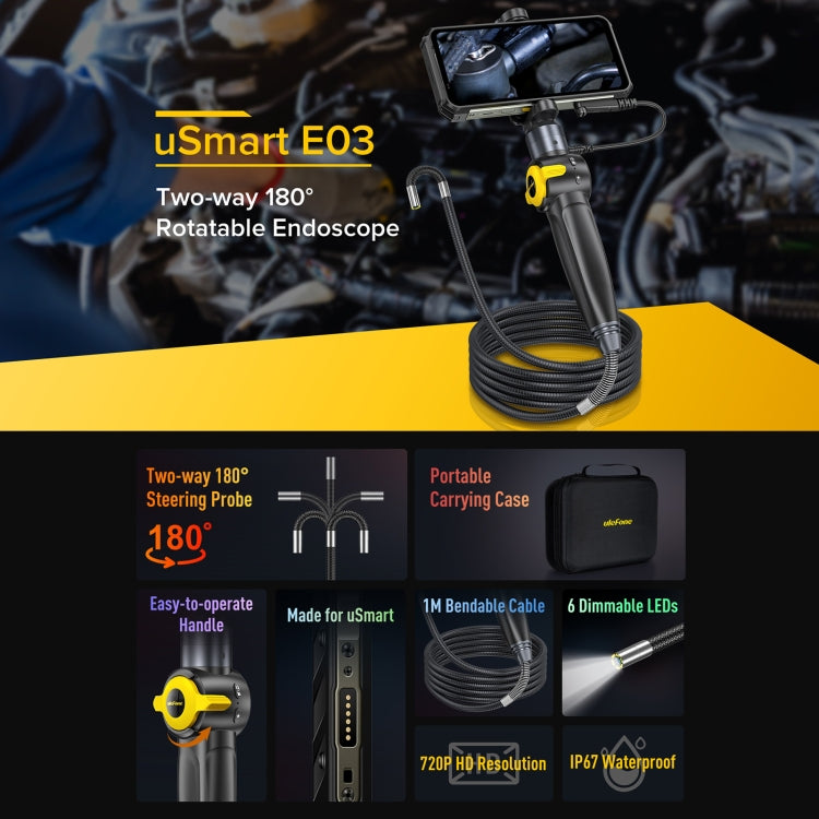 Ulefone uSmart E03 Rotatable Endoscope IP67 Waterproof for Armor 24 / 21 / 19 / 18T / 18T Ultra / Armor Pad(Black) -  by Ulefone | Online Shopping UK | buy2fix