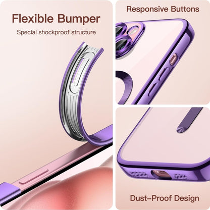 For iPhone 15 Plus Magsafe Magnetic Transparent Electroplated TPU Phone Case(Purple) - iPhone 15 Plus Cases by buy2fix | Online Shopping UK | buy2fix