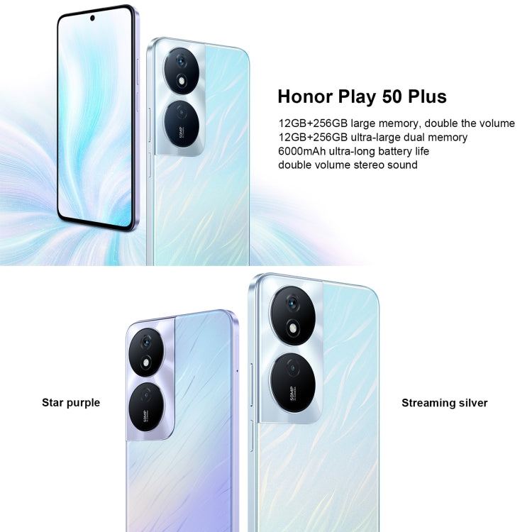 Honor Play 50 Plus, 12GB+256GB, 6.8 inch MagicOS 7.2 Dimensity 6020 Octa Core up to 2.2GHz, Network: 5G, OTG, Not Support Google Play(Silver) - Honor by Huawei | Online Shopping UK | buy2fix