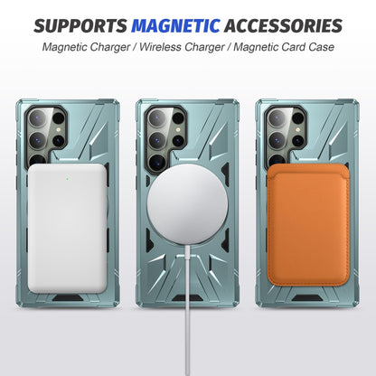 For Samsung Galaxy S23 5G MagSafe Magnetic Shockproof Phone Case with Ring Holder(Green) - Galaxy S23 5G Cases by buy2fix | Online Shopping UK | buy2fix