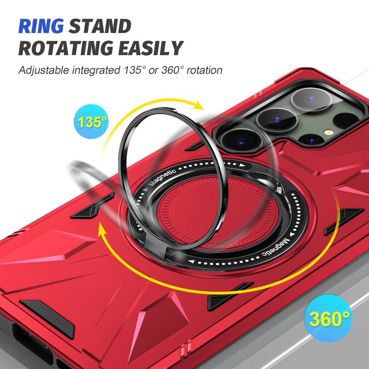 For Samsung Galaxy S24 Ultra 5G MagSafe Magnetic Shockproof Phone Case with Ring Holder(Red) - Galaxy S24 Ultra 5G Cases by buy2fix | Online Shopping UK | buy2fix