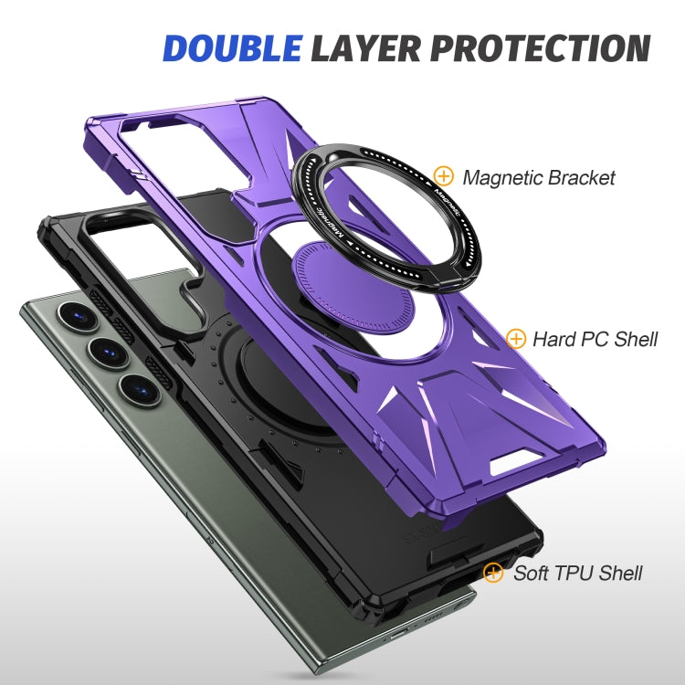 For Samsung Galaxy S24+ 5G MagSafe Magnetic Shockproof Phone Case with Ring Holder(Purple) - Galaxy S24+ 5G Cases by buy2fix | Online Shopping UK | buy2fix