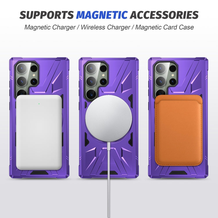 For Samsung Galaxy S24+ 5G MagSafe Magnetic Shockproof Phone Case with Ring Holder(Purple) - Galaxy S24+ 5G Cases by buy2fix | Online Shopping UK | buy2fix