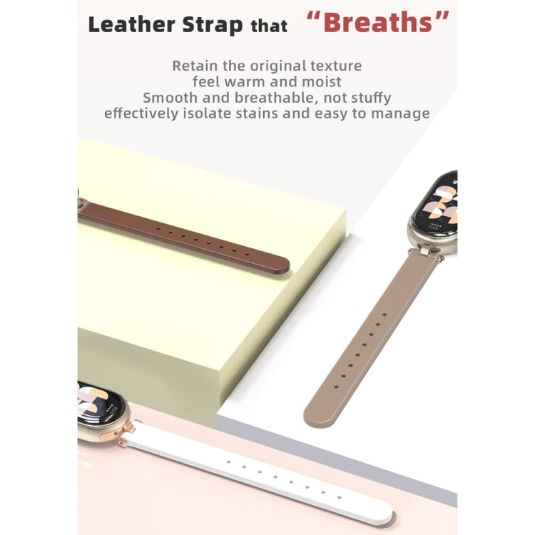 For Xiaomi Mi Band 8 / 9 / 9 NFC Mijobs First Layer Cowhide Watch Band(Brown Light Gold) - Watch Bands by MIJOBS | Online Shopping UK | buy2fix