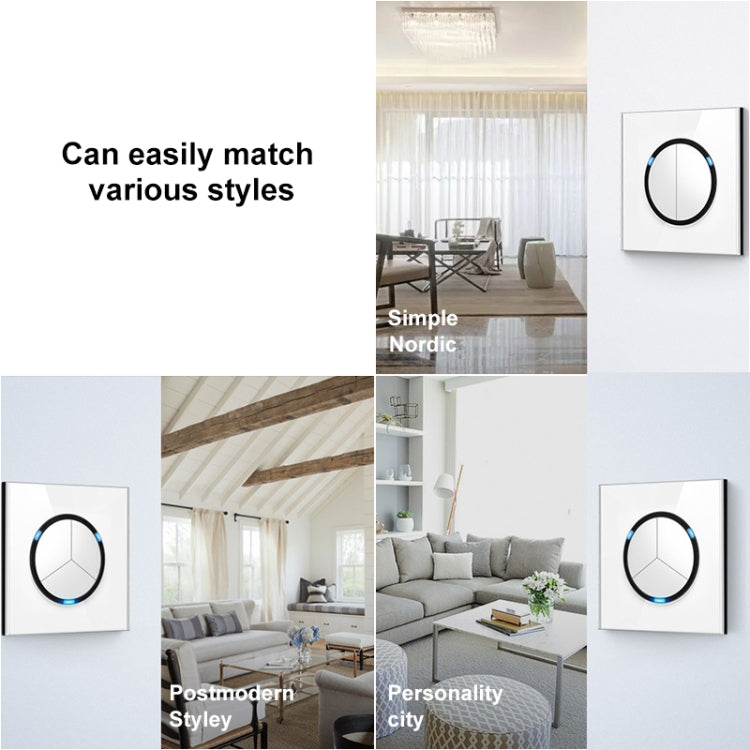 86mm Round LED Tempered Glass Switch Panel, White Round Glass, Style:Telephone Socket - Consumer Electronics by buy2fix | Online Shopping UK | buy2fix