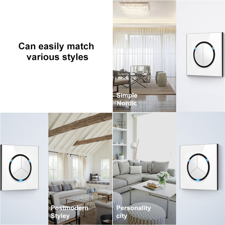 86mm Round LED Tempered Glass Switch Panel, White Round Glass, Style:TV-Computer Socket - Consumer Electronics by buy2fix | Online Shopping UK | buy2fix