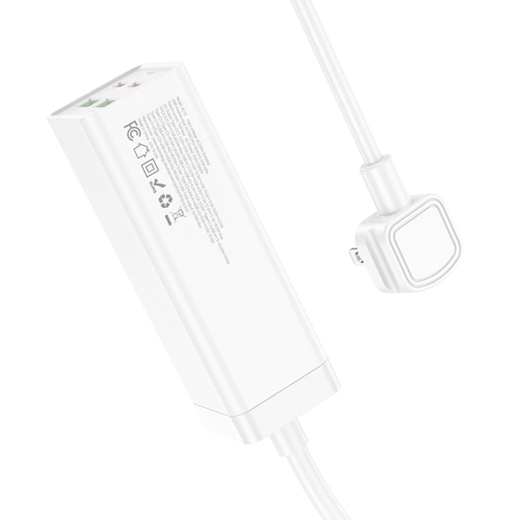 hoco AC10 Barry PD65W 2Type-C+2USB Ports with 1 Socket Desktop Charger, Cable Length: 1.5m, US Plug(White) - Extension Socket by hoco | Online Shopping UK | buy2fix