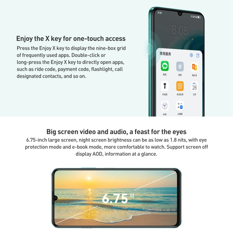 HUAWEI Enjoy 70, 8GB+128GB, Side Fingerprint Identification, 6.75 inch HarmonyOS 4.0 Kirin 710A Octa Core 2.0GHz, Network: 4G, OTG, Not Support Google Play(Black) - Huawei Mate & P by Huawei | Online Shopping UK | buy2fix