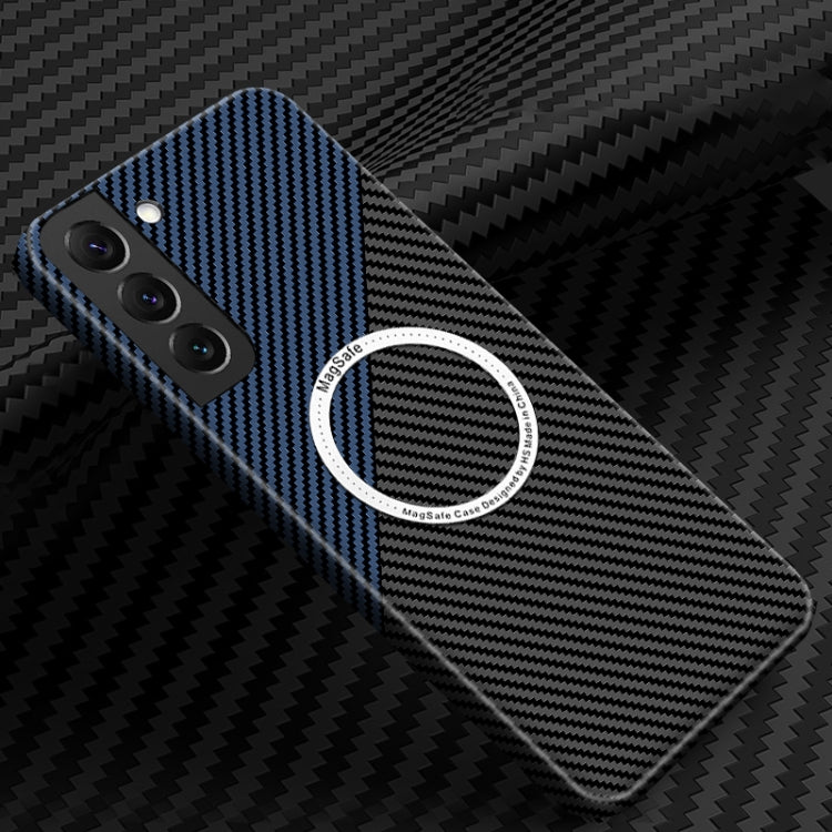 For Samsung Galaxy S24+ 5G Carbon Fiber Texture MagSafe Magnetic Phone Case(Black Blue) - Galaxy S24+ 5G Cases by buy2fix | Online Shopping UK | buy2fix