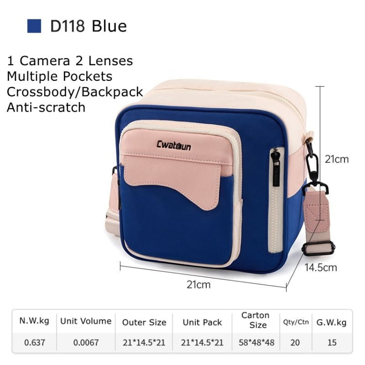 Cwatcun D118 Contrast Two Ways Backpack Cross-body Canera Bag, Size:21 x 21 x 14.5cm(Blue) - Strap Satchel by Cwatcun | Online Shopping UK | buy2fix