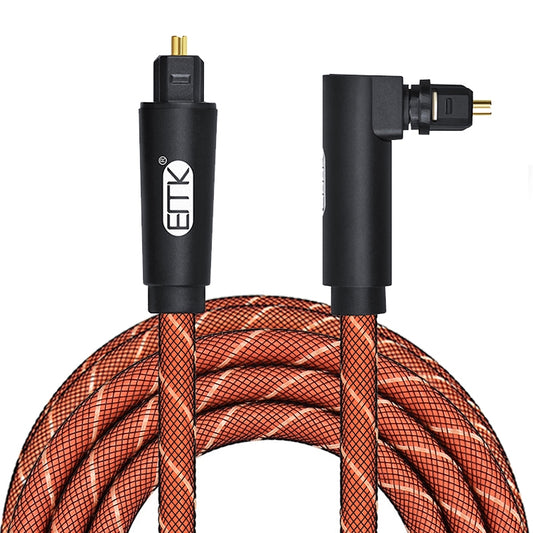 EMK 90 Degree Swivel Adjustable Right Angled 360 Degrees Rotatable Plug Nylon Woven Mesh Optical Audio Cable, Cable Length:1.5m(Orange) - Audio Optical Cables by EMK | Online Shopping UK | buy2fix