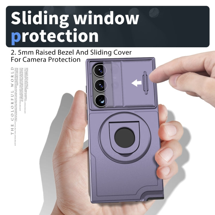 For Samsung Galaxy S23 Ultra 5G Camshield MagSafe Ring Holder Armor Phone Case(Puple) - Galaxy S23 Ultra 5G Cases by buy2fix | Online Shopping UK | buy2fix