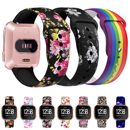 For Fitbit Versa 2 / Lite 22mm Reverse Buckle Printed Silicone Watch Band(Colorful Jellyfish) - Smart Wear by buy2fix | Online Shopping UK | buy2fix