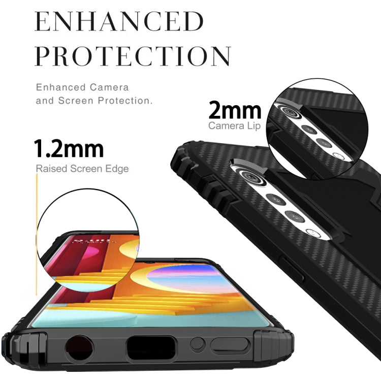 For LG Velvet / G9 Carbon Fiber Protective Case with 360 Degree Rotating Ring Holder(Black) - Mobile Accessories by buy2fix | Online Shopping UK | buy2fix