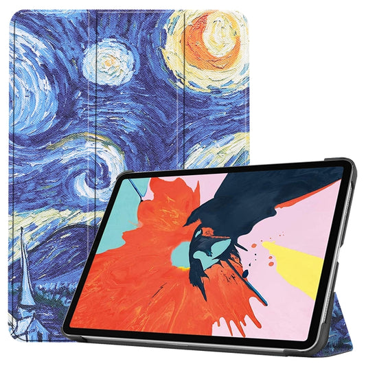 For iPad Air 2022 / 2020 10.9 Colored Drawing Horizontal Flip Leather Case with Three-folding Holder & Sleep / Wake-up Function(Starry Sky) - Apple Accessories by buy2fix | Online Shopping UK | buy2fix