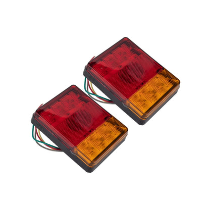 2 PCS Trailer / Truck E-type Square Shape 8LEDs Tail Light Set - License Plate Lights by buy2fix | Online Shopping UK | buy2fix