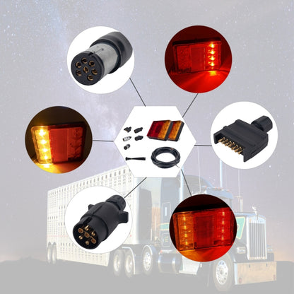 2 PCS Trailer / Truck E-type Square Shape 8LEDs Tail Light Set - License Plate Lights by buy2fix | Online Shopping UK | buy2fix