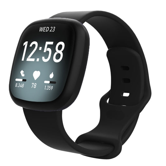 For Fitbit Versa 4 / Versa 3 / Sense 2 / Sense Silicone Watch Band, Size: L(Black) - Watch Bands by buy2fix | Online Shopping UK | buy2fix