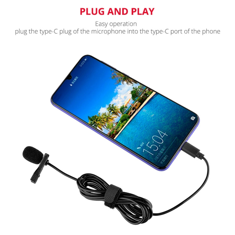 YELANGU MY2-C Type-C Interface Live Broadcast Interview Mobile Phone Single Clip Lavalier Microphone, Length: 1.5m - Consumer Electronics by YELANGU | Online Shopping UK | buy2fix