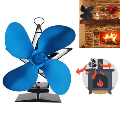 4-Blade Aluminum Heat Powered Fireplace Stove Fan (Blue) - Consumer Electronics by buy2fix | Online Shopping UK | buy2fix