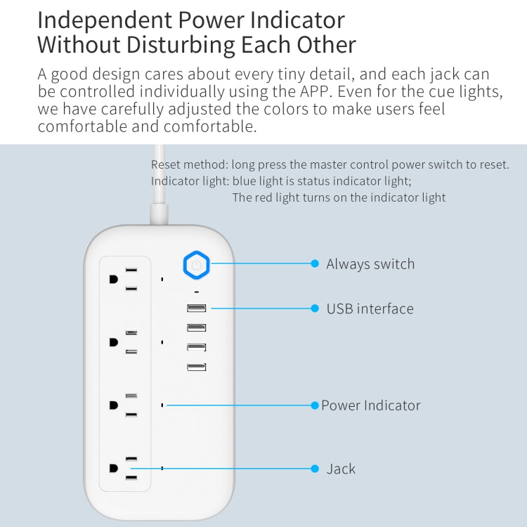 YPS11 Four Holes + 4 x USB Multi-purpose WiFi Smart Power Strip, US Plug - Consumer Electronics by buy2fix | Online Shopping UK | buy2fix