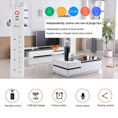 2 x USB Ports + 4 x UK Plug Jack WiFi Remote Control Smart Power Socket Works with Alexa & Google Home, Cable Length: 1.8m, AC 90-265V, UK Plug - Consumer Electronics by buy2fix | Online Shopping UK | buy2fix