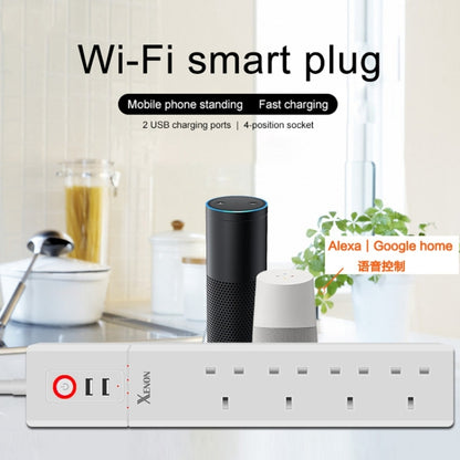 2 x USB Ports + 4 x UK Plug Jack WiFi Remote Control Smart Power Socket Works with Alexa & Google Home, Cable Length: 1.8m, AC 90-265V, UK Plug - Consumer Electronics by buy2fix | Online Shopping UK | buy2fix