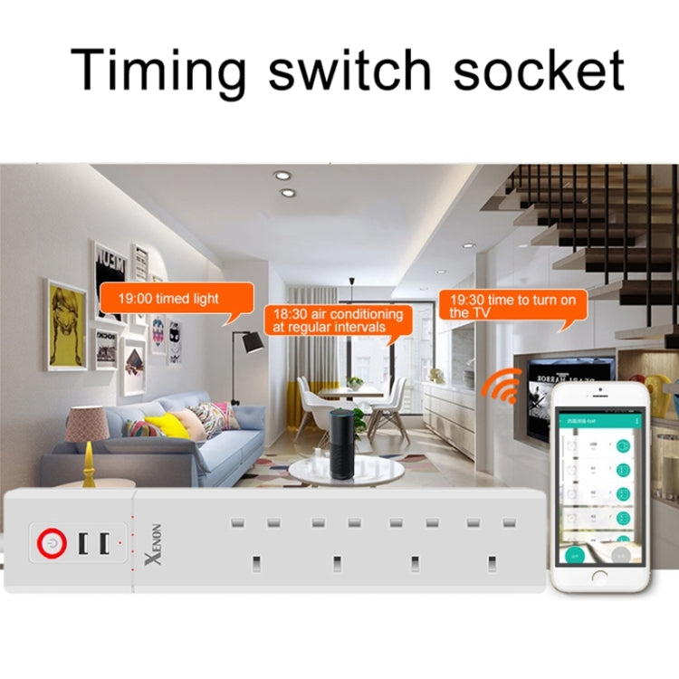 2 x USB Ports + 4 x UK Plug Jack WiFi Remote Control Smart Power Socket Works with Alexa & Google Home, Cable Length: 1.8m, AC 90-265V, UK Plug - Consumer Electronics by buy2fix | Online Shopping UK | buy2fix