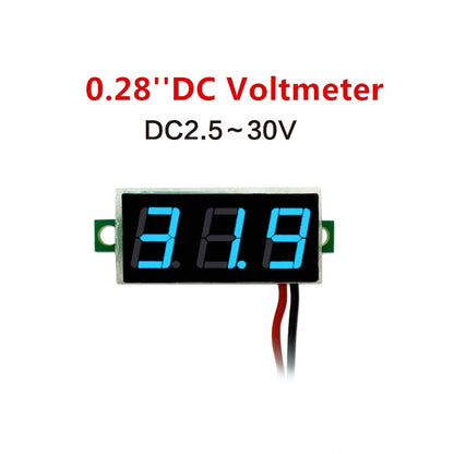 10 PCS 0.28 inch 2 Wires Adjustable Digital Voltage Meter, Color Light Display, Measure Voltage: DC 2.5-30V (Blue) - Consumer Electronics by buy2fix | Online Shopping UK | buy2fix